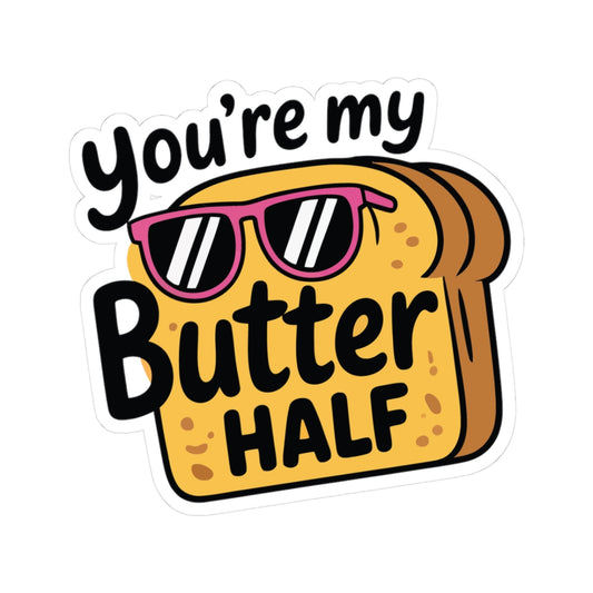 TEEZOCA cute toast sticker with butter half love pun and cartoon style design