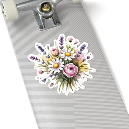 TEEZOCA pastel floral sticker bouquet with wildflowers and soft watercolor style