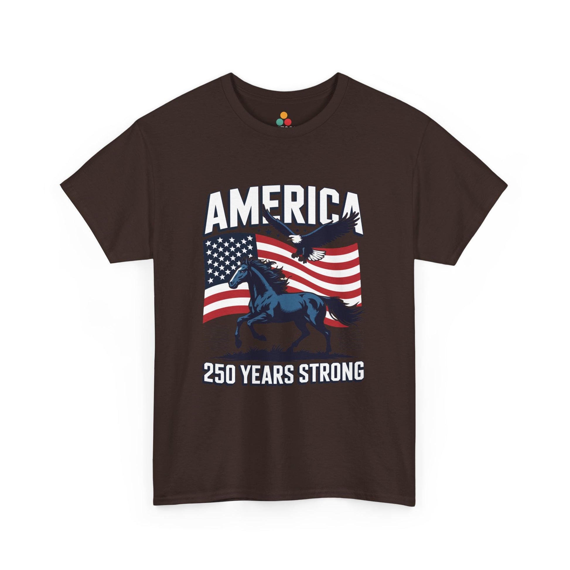 America 250 Years Strong Patriotic T‑Shirt — Semiquincentennial Eagle & Horse Tee | TEEZOCA 