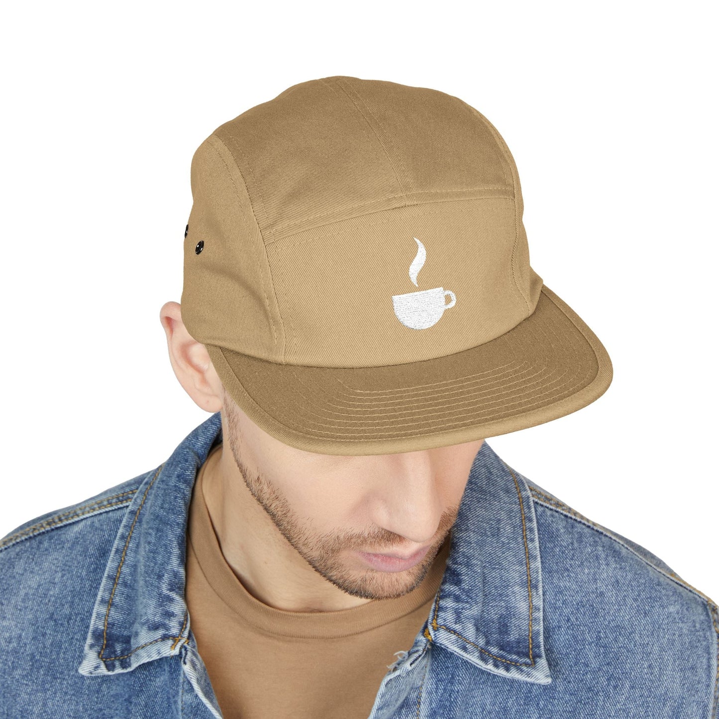 Coffee Cup Embroidered 5-Panel Cap TEEZOCA