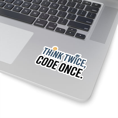 TEEZOCA developer sticker think twice code once minimalist design