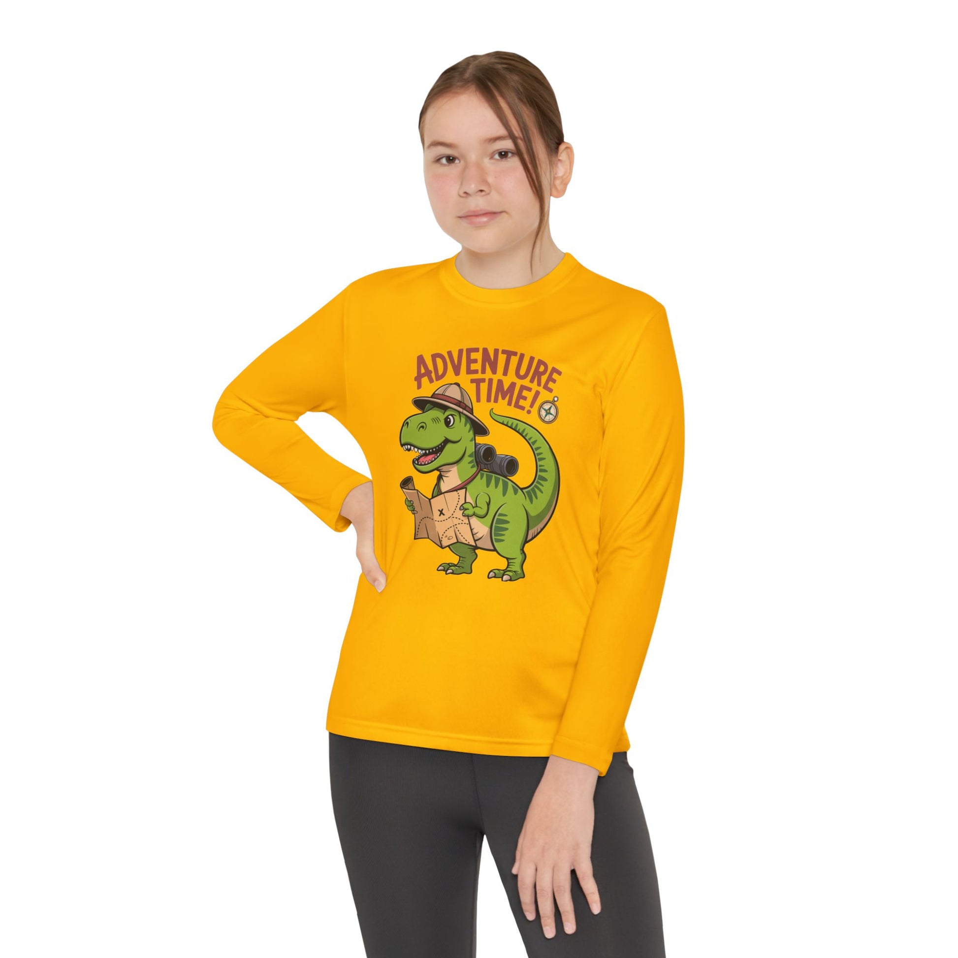 Adventure Time Kids Long Sleeve Tee — Explorer T-Rex Map Shirt TEEZOCA