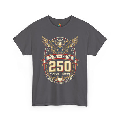 1776 2026 250 Years of Freedom Semiquincentennial dark grey graphic T-Shirt — Patriotic Vintage America 250th Anniversary Tee | TEEZOCA 