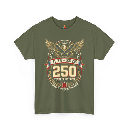 1776 2026 250 Years of Freedom Semiquincentennial military olive green T-Shirt — Patriotic Vintage America 250th Anniversary Tee | TEEZOCA 