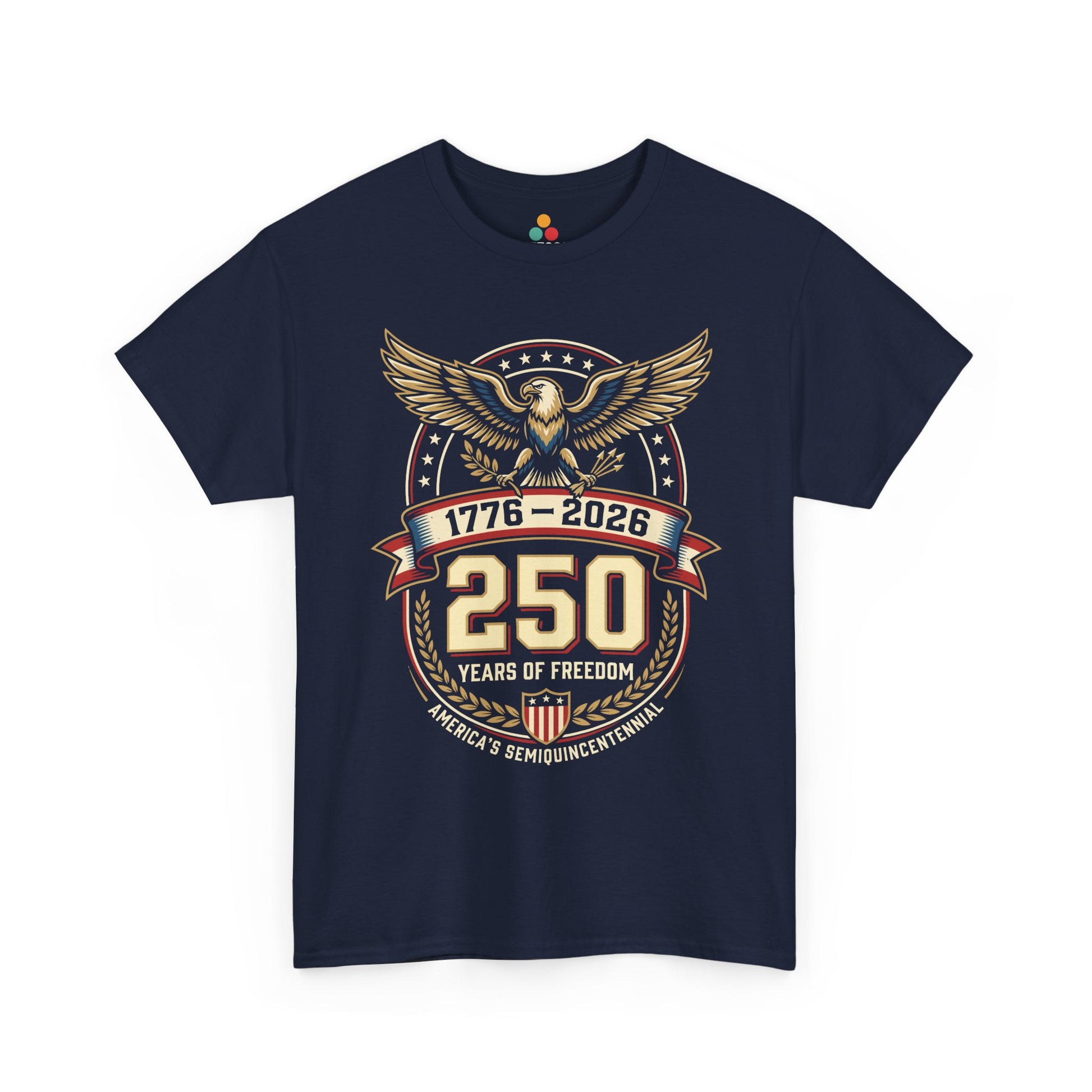 1776 2026 250 Years of Freedom Semiquincentennial navy blue T-Shirt — Patriotic Vintage America 250th Anniversary Tee | TEEZOCA 