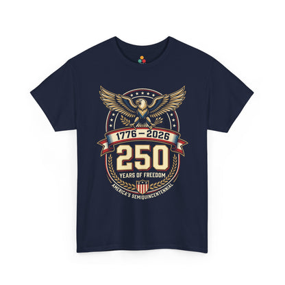 1776 2026 250 Years of Freedom Semiquincentennial navy blue T-Shirt — Patriotic Vintage America 250th Anniversary Tee | TEEZOCA 