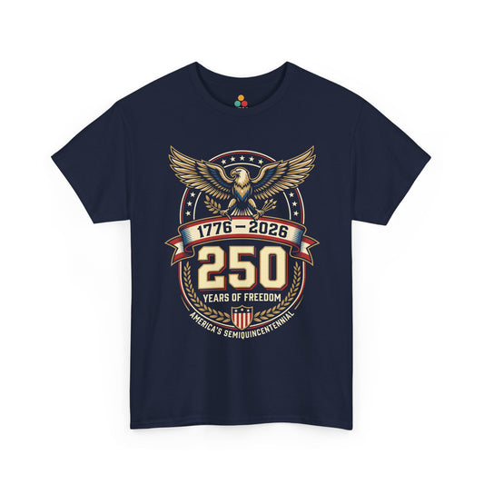 1776 2026 250 Years of Freedom Semiquincentennial navy blue T-Shirt — Patriotic Vintage America 250th Anniversary Tee | TEEZOCA 