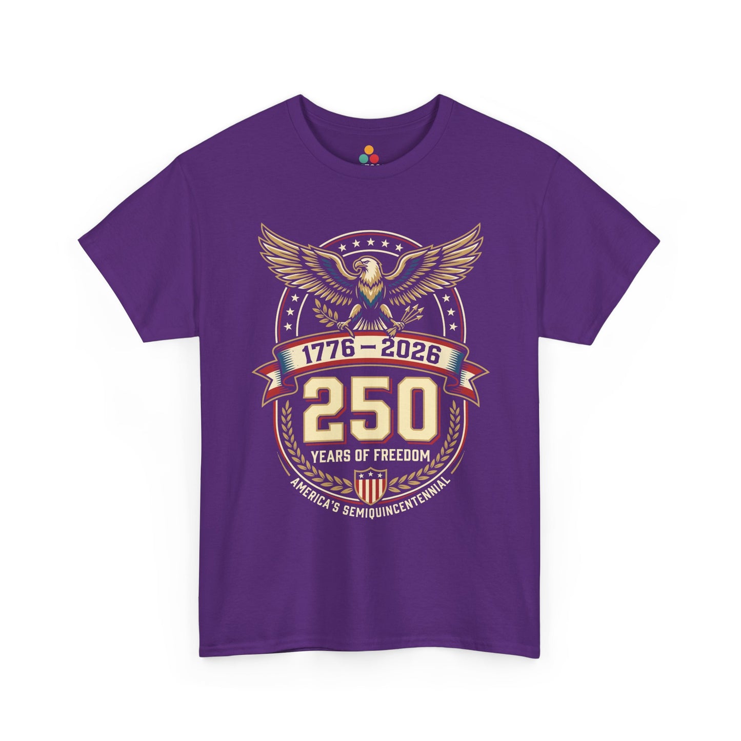 1776 2026 250 Years of Freedom Semiquincentennial purple short-sleeve T-Shirt — Patriotic Vintage America 250th Anniversary Tee | TEEZOCA 