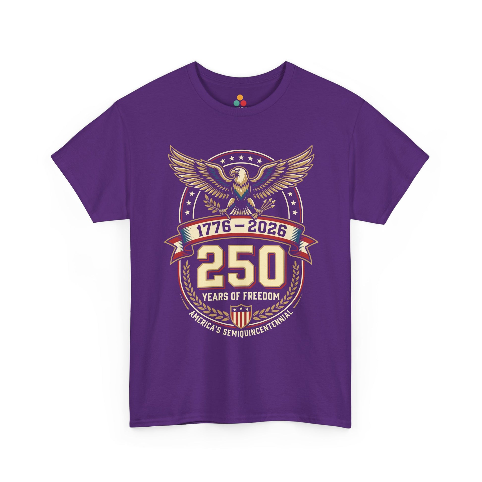 1776 2026 250 Years of Freedom Semiquincentennial purple short-sleeve T-Shirt — Patriotic Vintage America 250th Anniversary Tee | TEEZOCA 