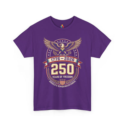 1776 2026 250 Years of Freedom Semiquincentennial purple short-sleeve T-Shirt — Patriotic Vintage America 250th Anniversary Tee | TEEZOCA 