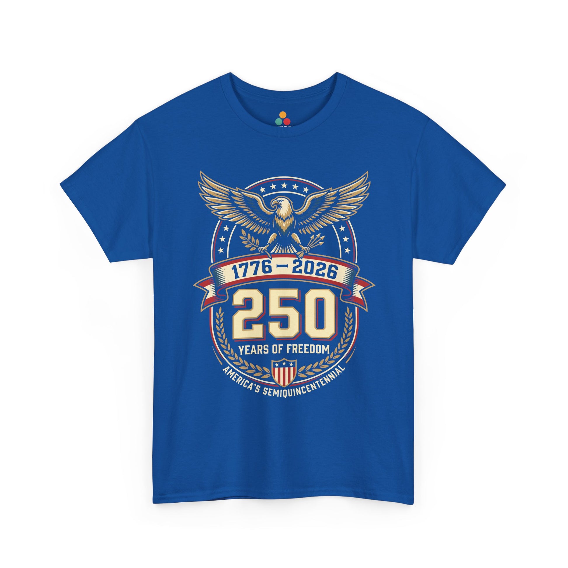 1776 2026 250 Years of Freedom Semiquincentennial royal blue T-Shirt — Patriotic Vintage America 250th Anniversary Tee | TEEZOCA 