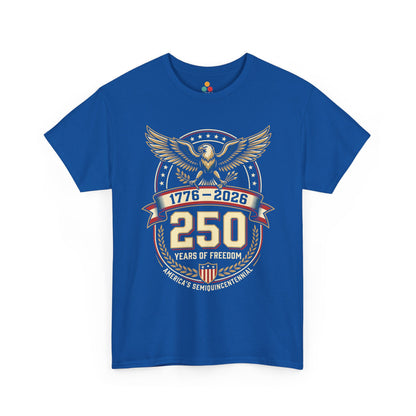 1776 2026 250 Years of Freedom Semiquincentennial royal blue T-Shirt — Patriotic Vintage America 250th Anniversary Tee | TEEZOCA 