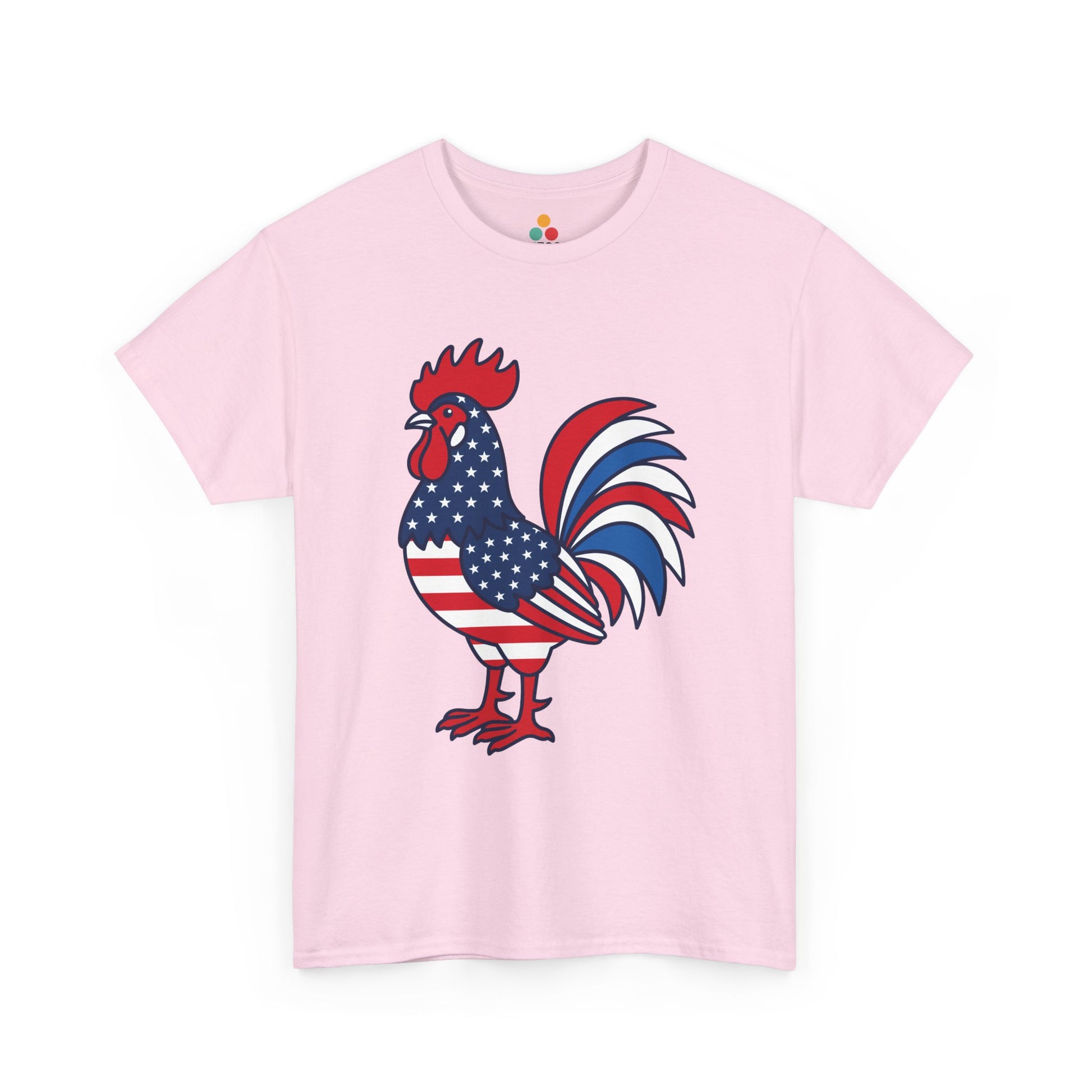 1776 2026 Patriotic American Rooster T-Shirt – USA 250th Anniversary Independence Day Gift | TEEZOCA Pink shirt