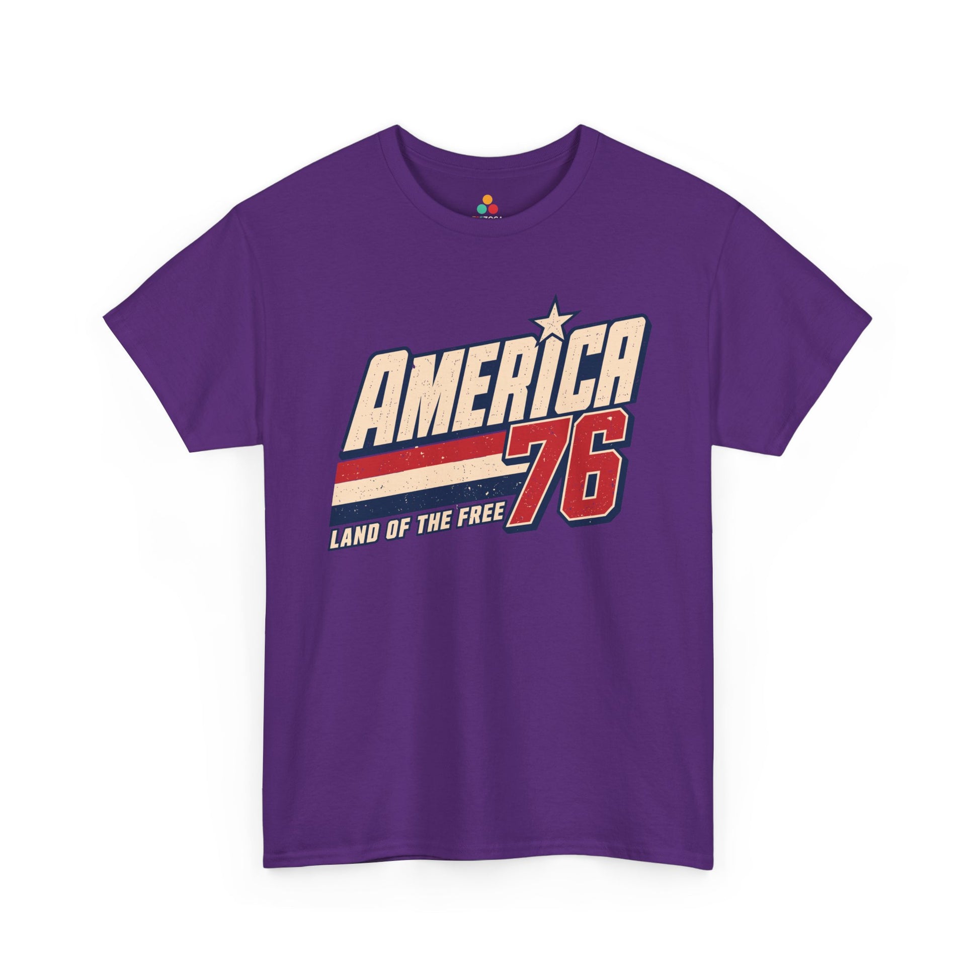 1776 Shirt Retro America 76 Land of the Free Vintage T-shirt | TEEZOCA 4th of July T-shirt with american vintage shirt styling, America 76 artwork, Land of the Free slogan, and sports jersey look.
