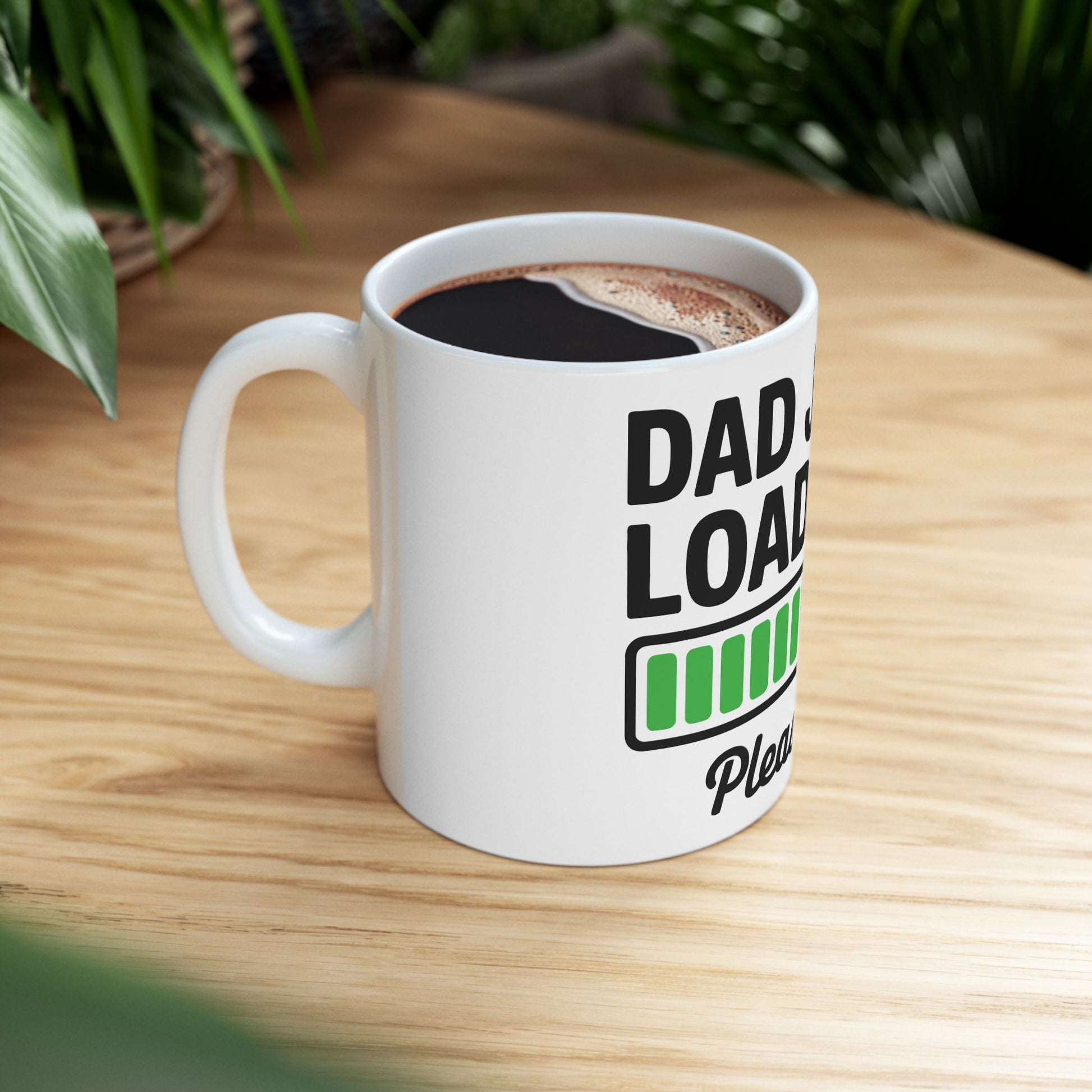 TEEZOCA statement mug showing the Dad Jokes Loading humor design