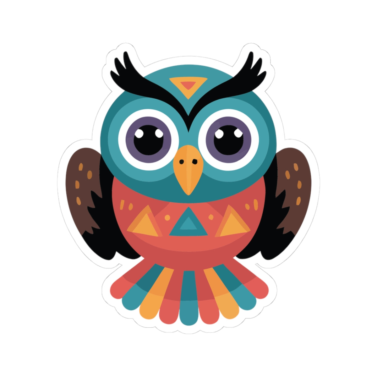 TEEZOCA cute geometric owl sticker with bold colors