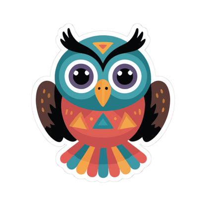 TEEZOCA cute geometric owl sticker with bold colors