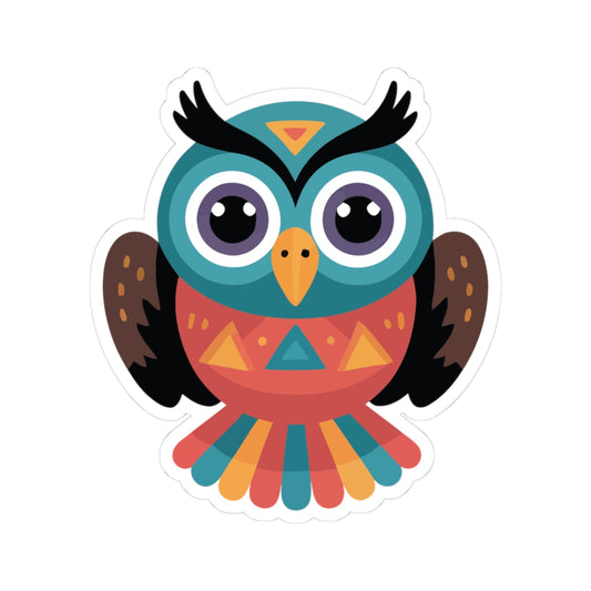 TEEZOCA cute geometric owl sticker with bold colors