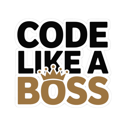 TEEZOCA code like a boss sticker with bold typography and crown icon