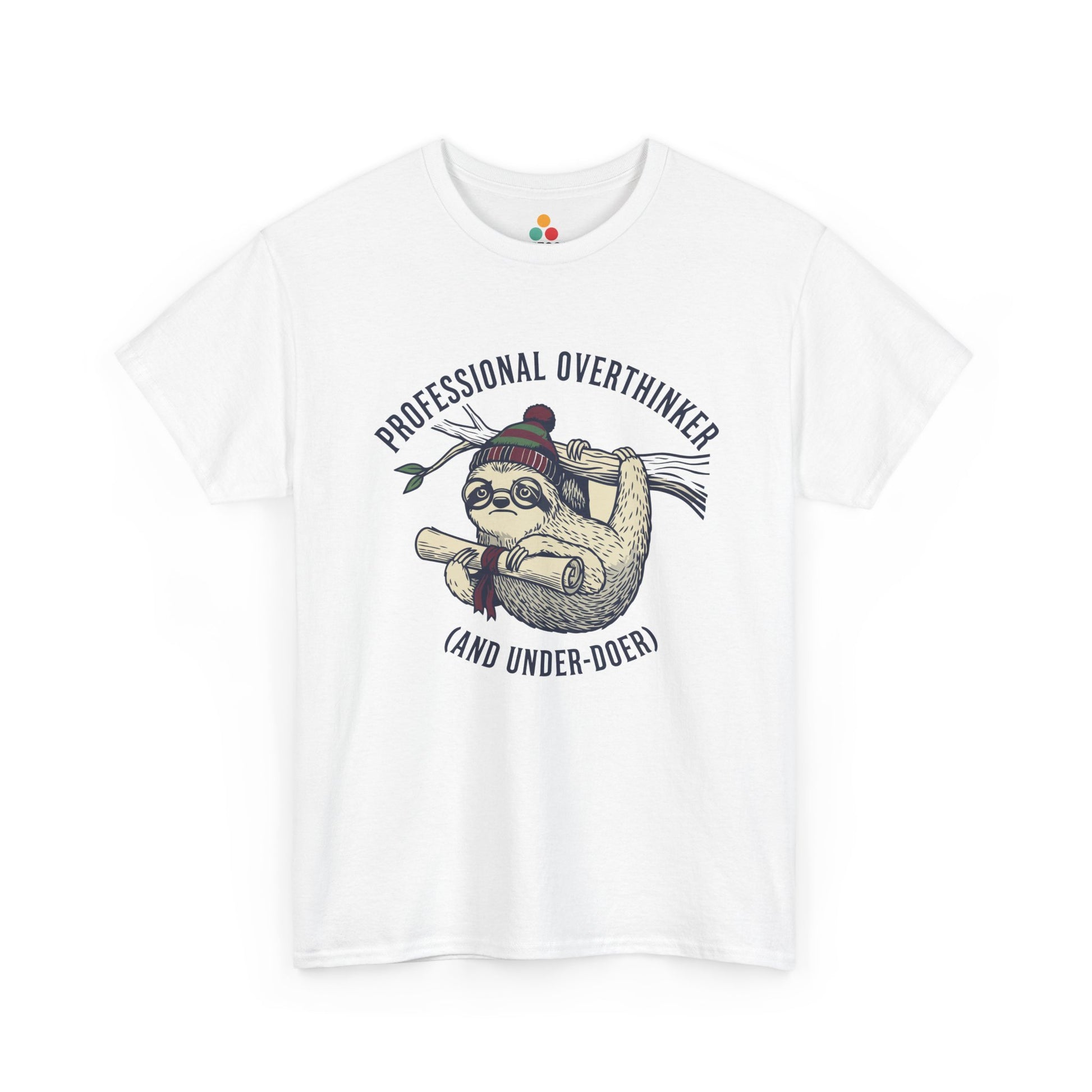 Sloth Graphic T-Shirt - "Professional Overthinker (And Under-Doer)" Funny Tee | TEEZOCA 