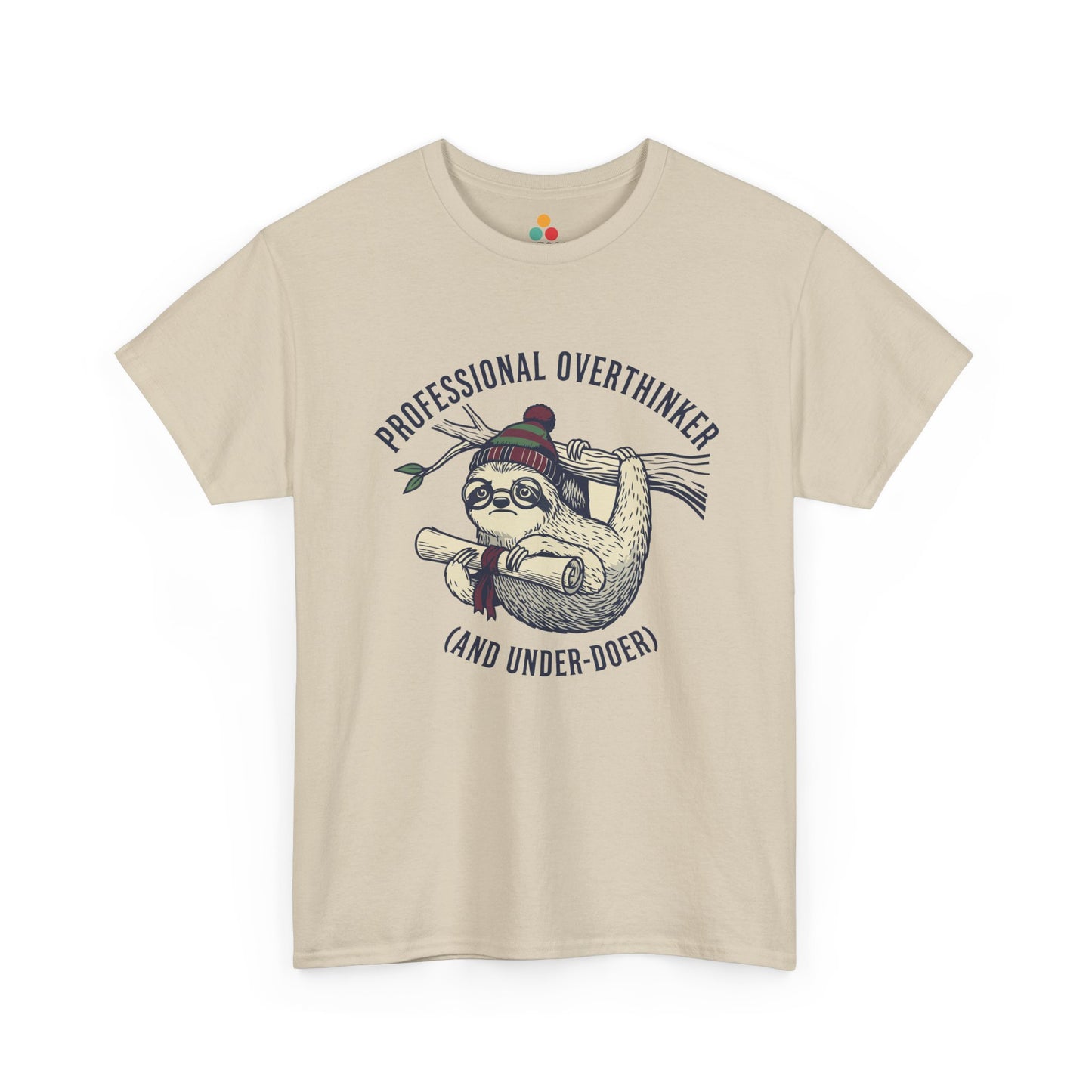Sloth Graphic T-Shirt - "Professional Overthinker (And Under-Doer)" Funny Tee | TEEZOCA 