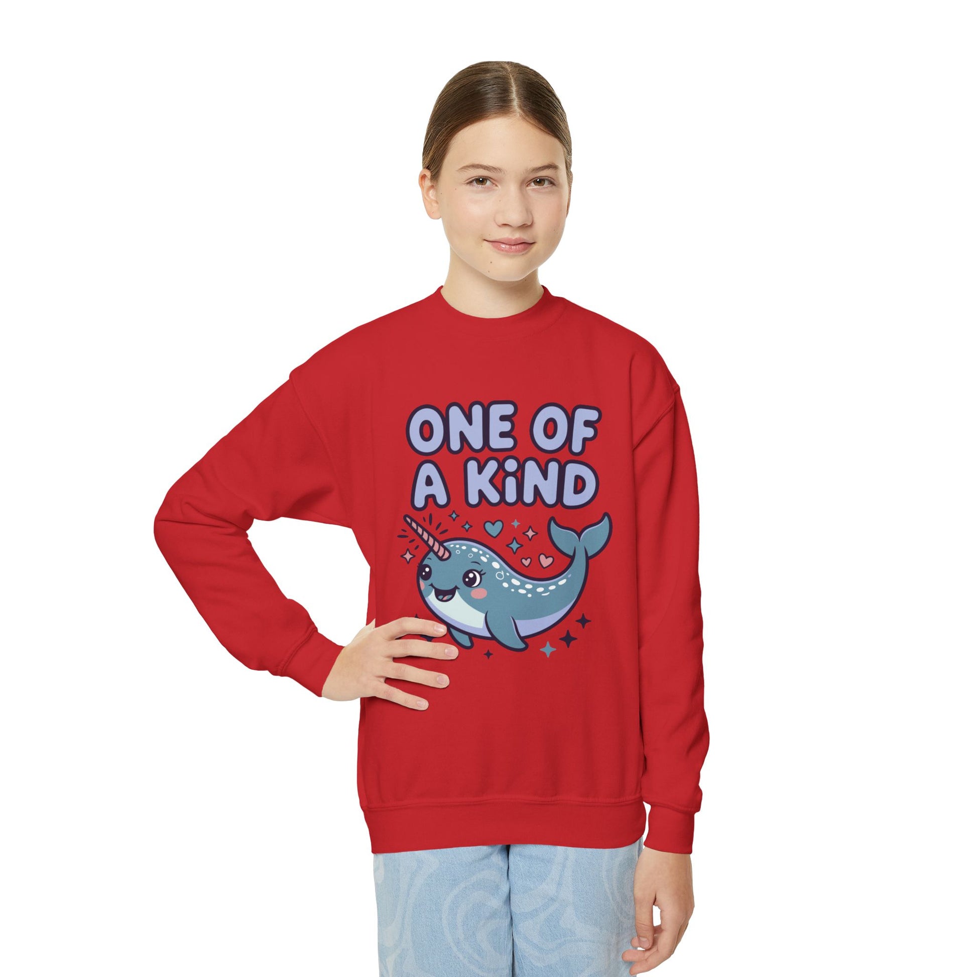 One of a Kind Narwhal Youth Crewneck Sweatshirt TEEZOCA