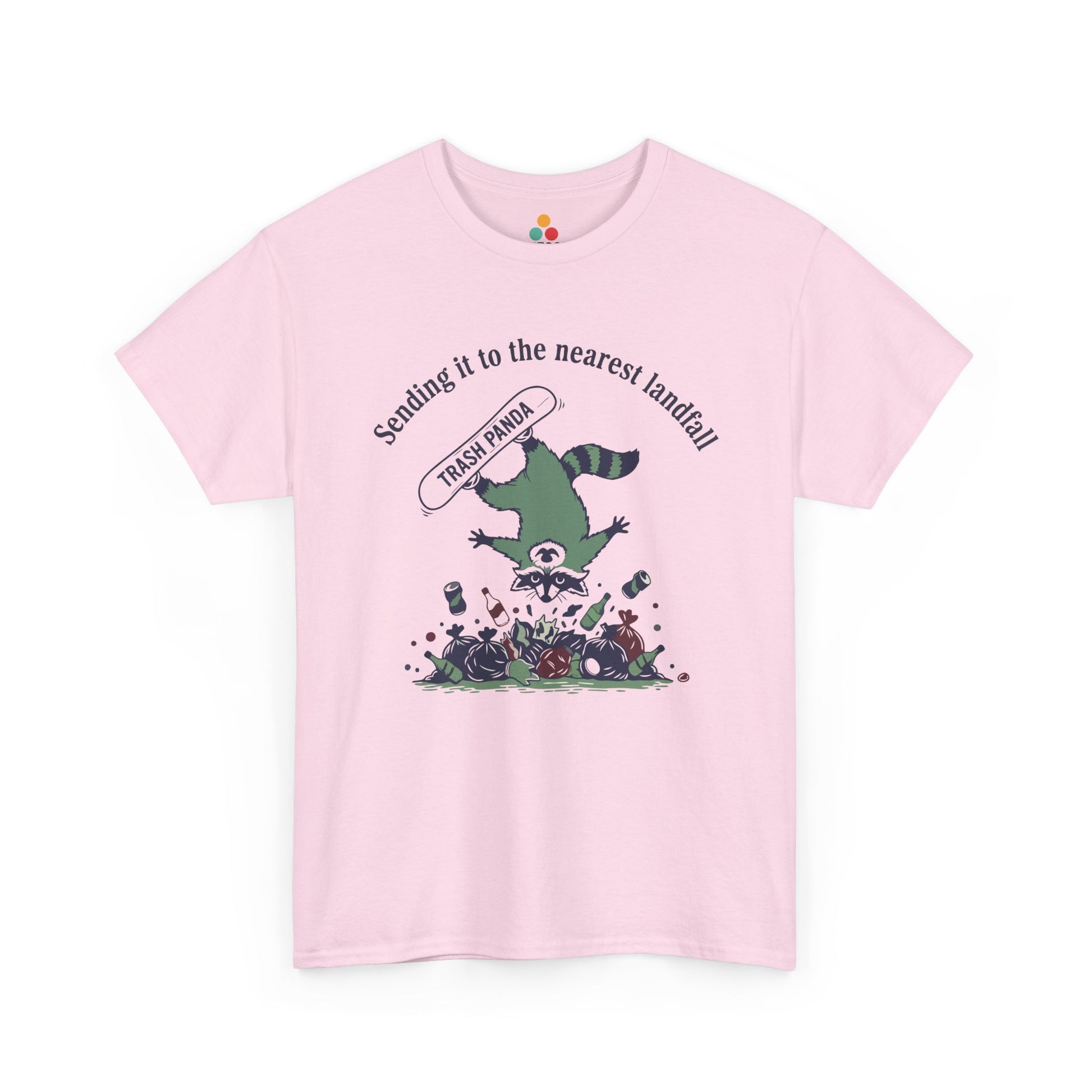 Trash Panda Snowboarding Graphic T-Shirt - "Sending it to the Nearest Landfill" Funny Raccoon Tee | TEEZOCA 