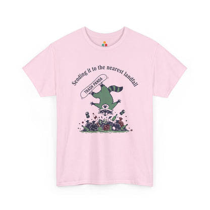 Trash Panda Snowboarding Graphic T-Shirt - "Sending it to the Nearest Landfill" Funny Raccoon Tee | TEEZOCA 