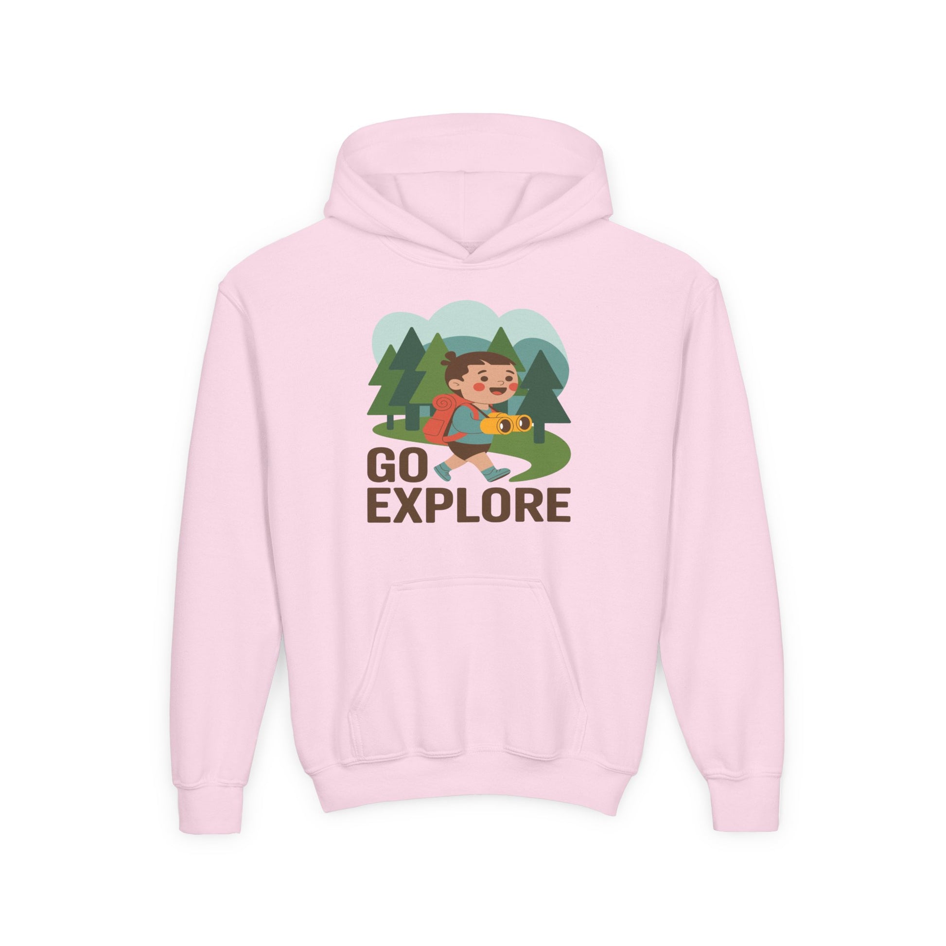 Youth Hoodie – "Go Explore" Camping Adventure Kid Sweatshirt TEEZOCA