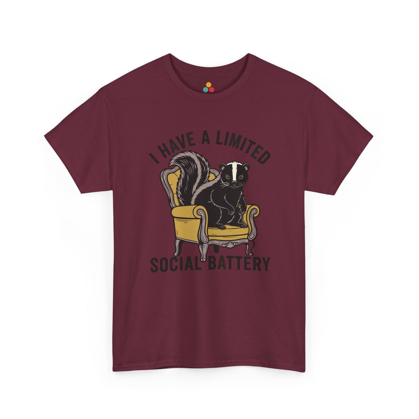Skunk Social Battery Graphic T-Shirt - "I Have a Limited Social Battery" Funny Introvert Tee | TEEZOCA 