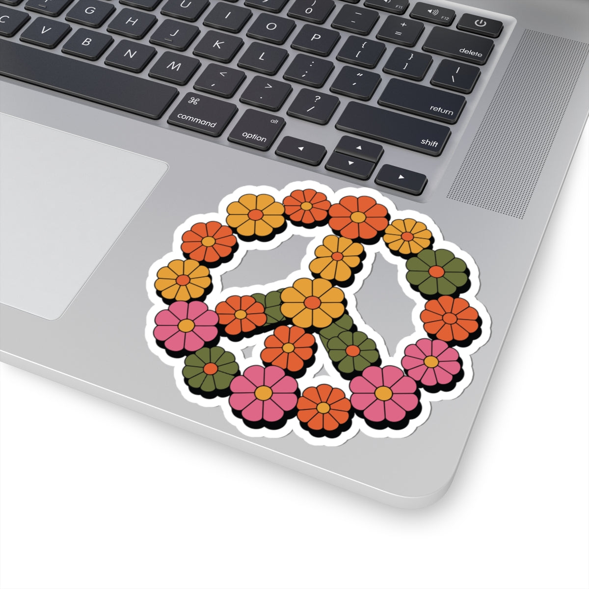 TEEZOCA retro flower peace sign sticker floral design