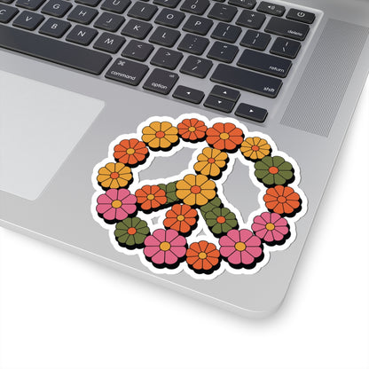 TEEZOCA retro flower peace sign sticker floral design