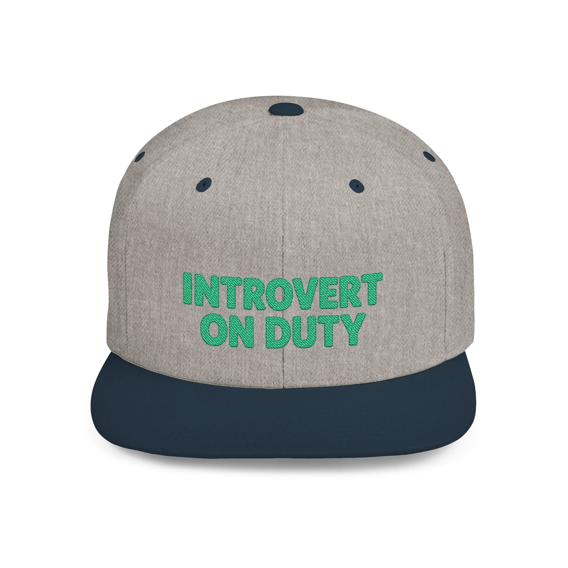 Gray cap with 'Introvert On Duty' text on a white background
