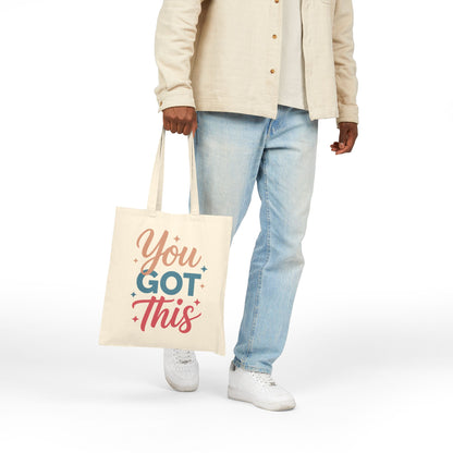 Inspirational You Got This text artwork displayed on a TEEZOCA tote bag