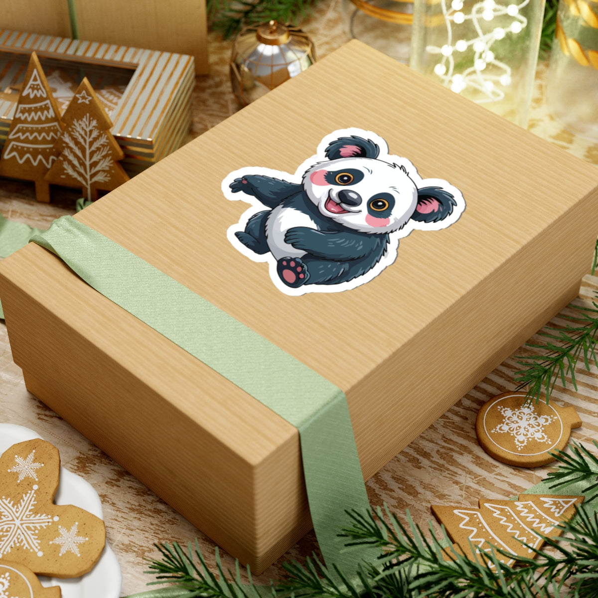 TEEZOCA adorable panda bear sticker happy character design