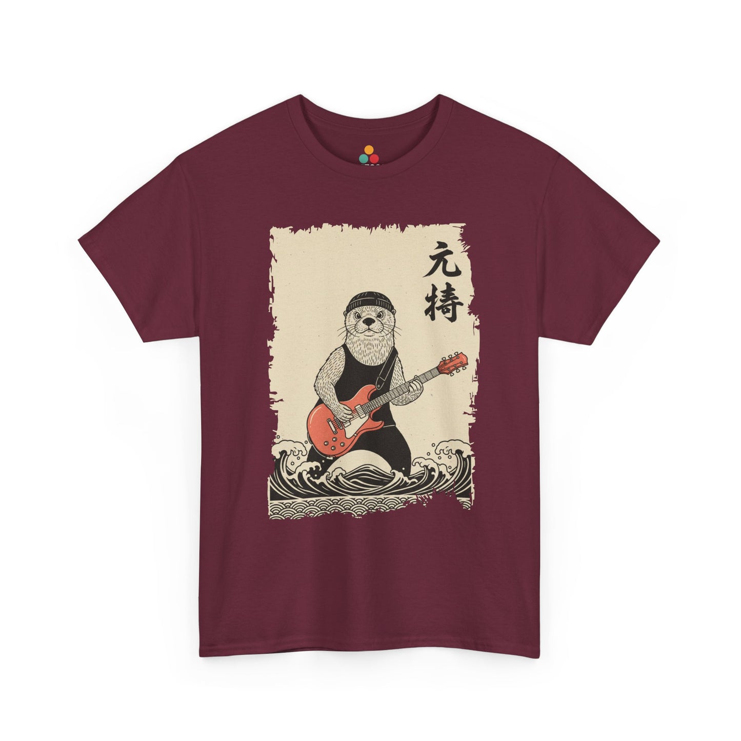 Rock Star Sea Otter Playing Guitar Vintage Japanese Art T-Shirt