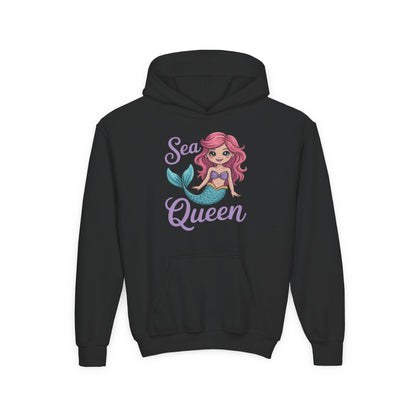 Sea Queen Youth Hoodie — Cute Pink Mermaid Pullover for Girls TEEZOCA
