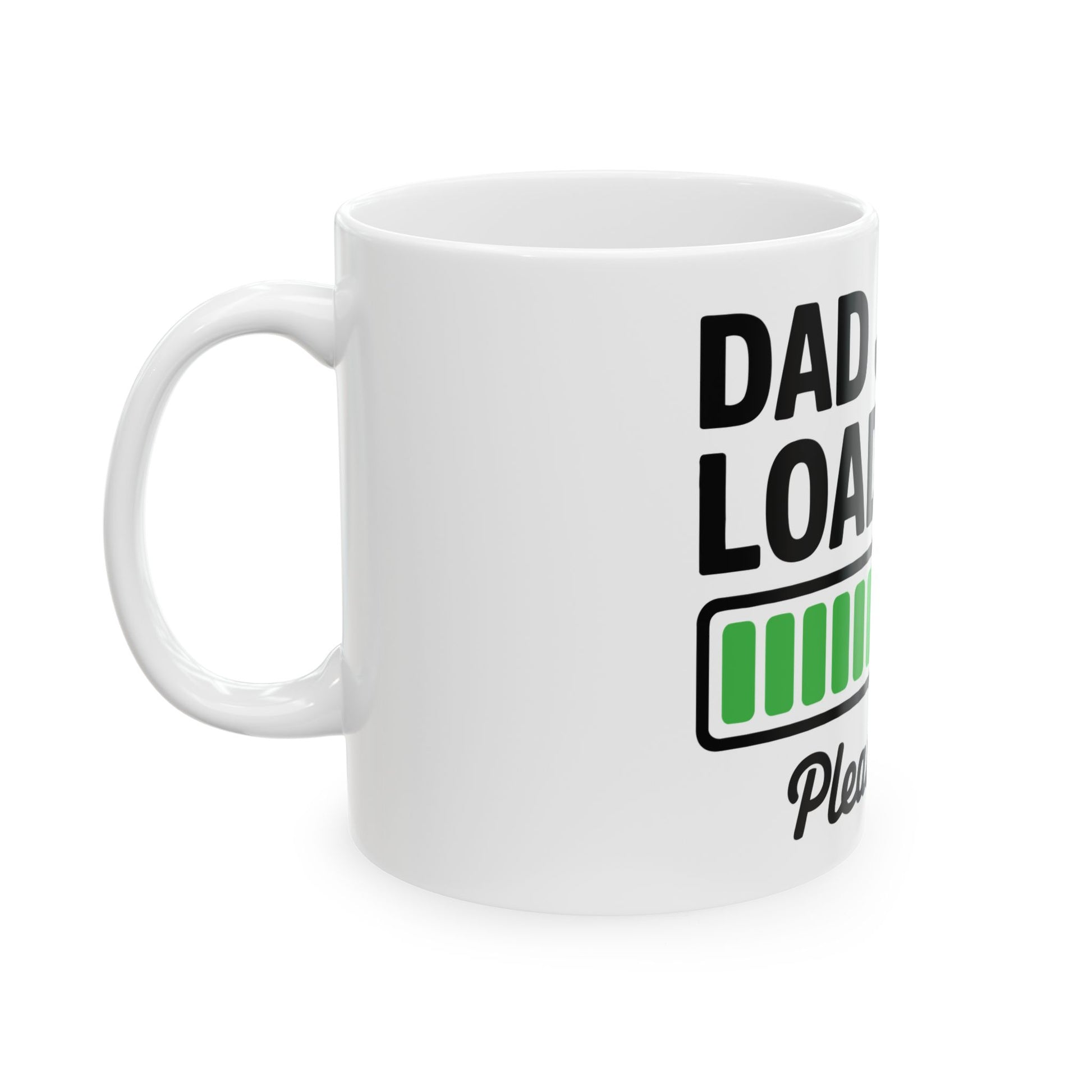 TEEZOCA mug displaying Dad Jokes Loading text and loading graphic