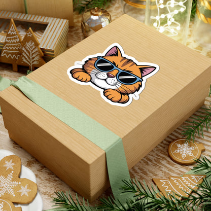 TEEZOCA funny cool cat face sticker