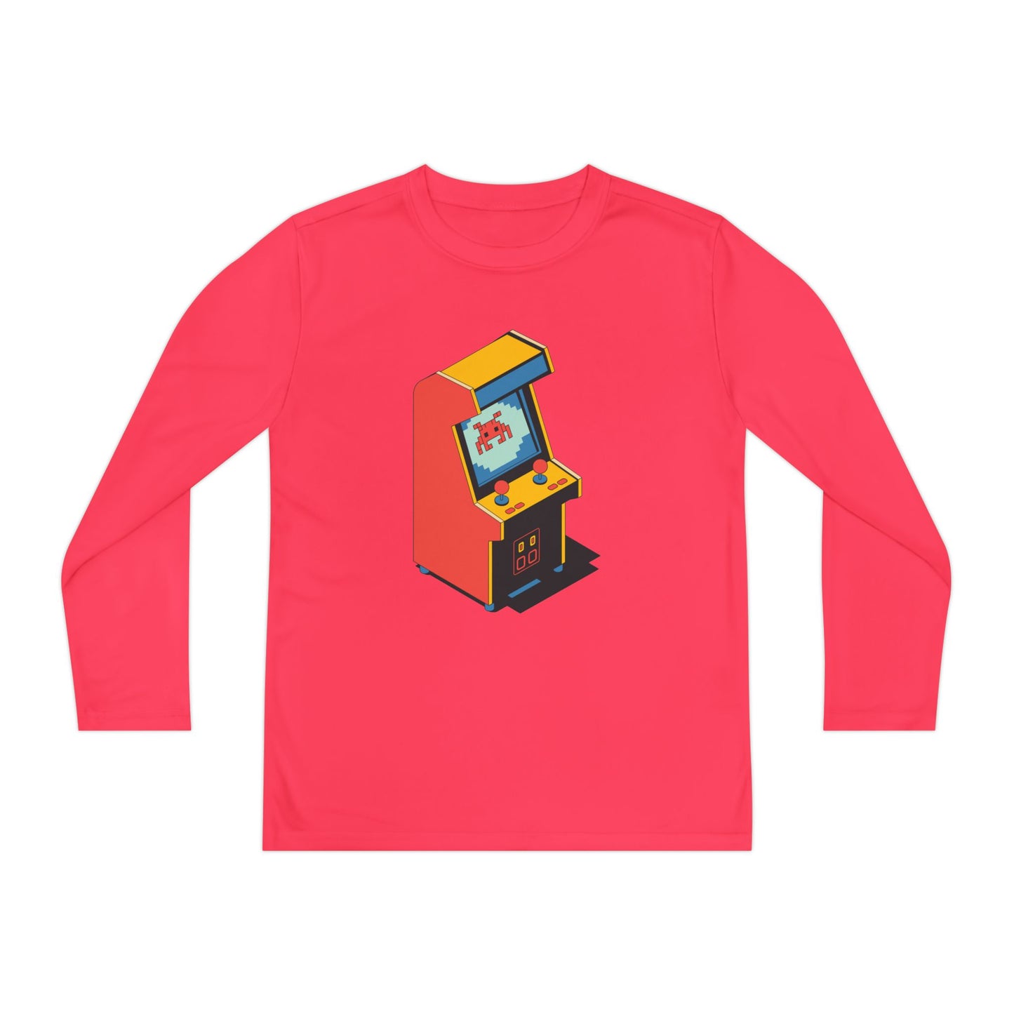 Youth Retro Arcade Long Sleeve Tee — Vintage Arcade Machine Graphic TEEZOCA