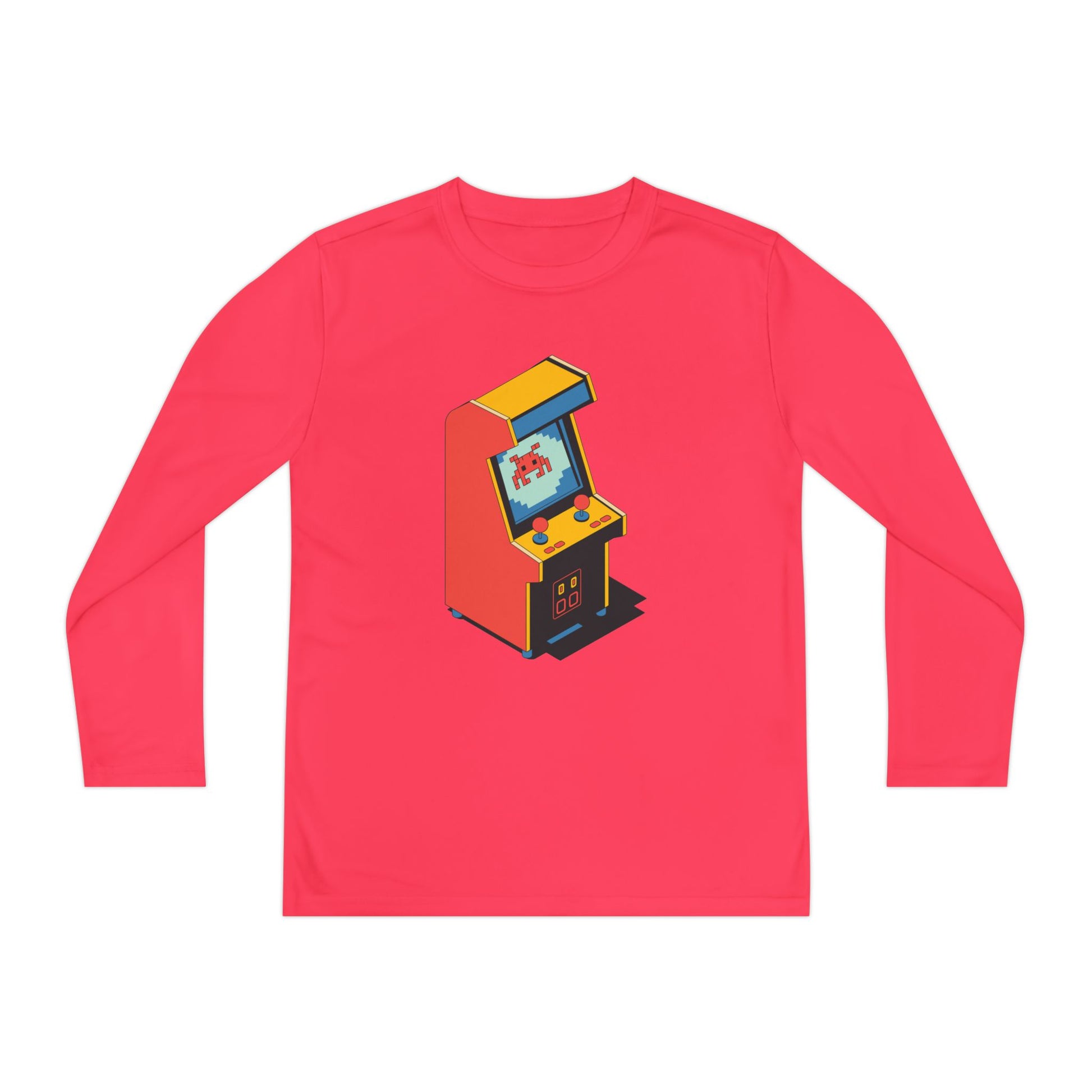 Youth Retro Arcade Long Sleeve Tee — Vintage Arcade Machine Graphic TEEZOCA