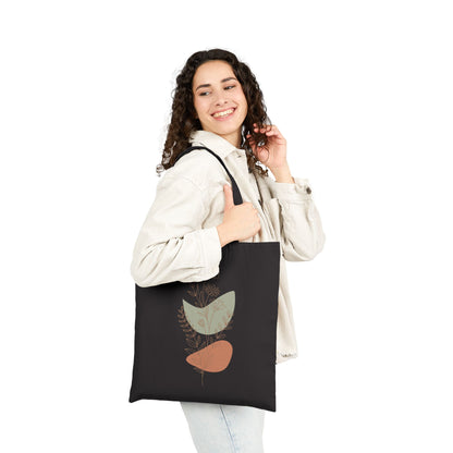 Minimalist botanical illustration with earthy abstract shapes on a TEEZOCA tote bag