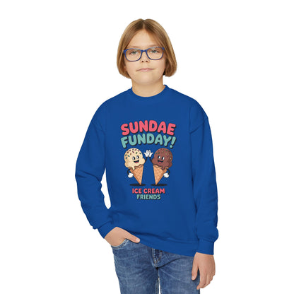 Sundae Funday Ice Cream Friends Kids Crewneck Sweatshirt | TEEZOCA 