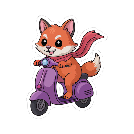 TEEZOCA fox scooter sticker cute fox riding scooter