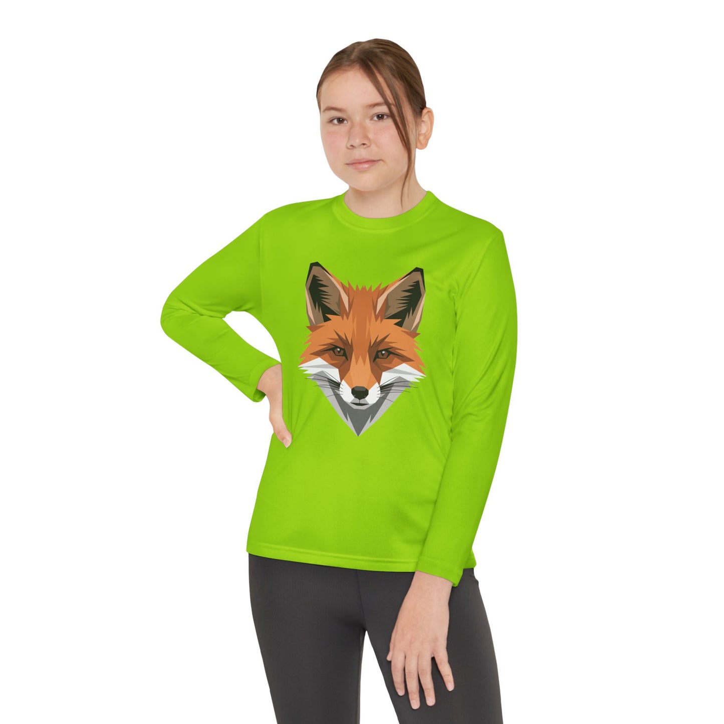 Youth Long Sleeve Tee — Geometric Fox Head Graphic TEEZOCA
