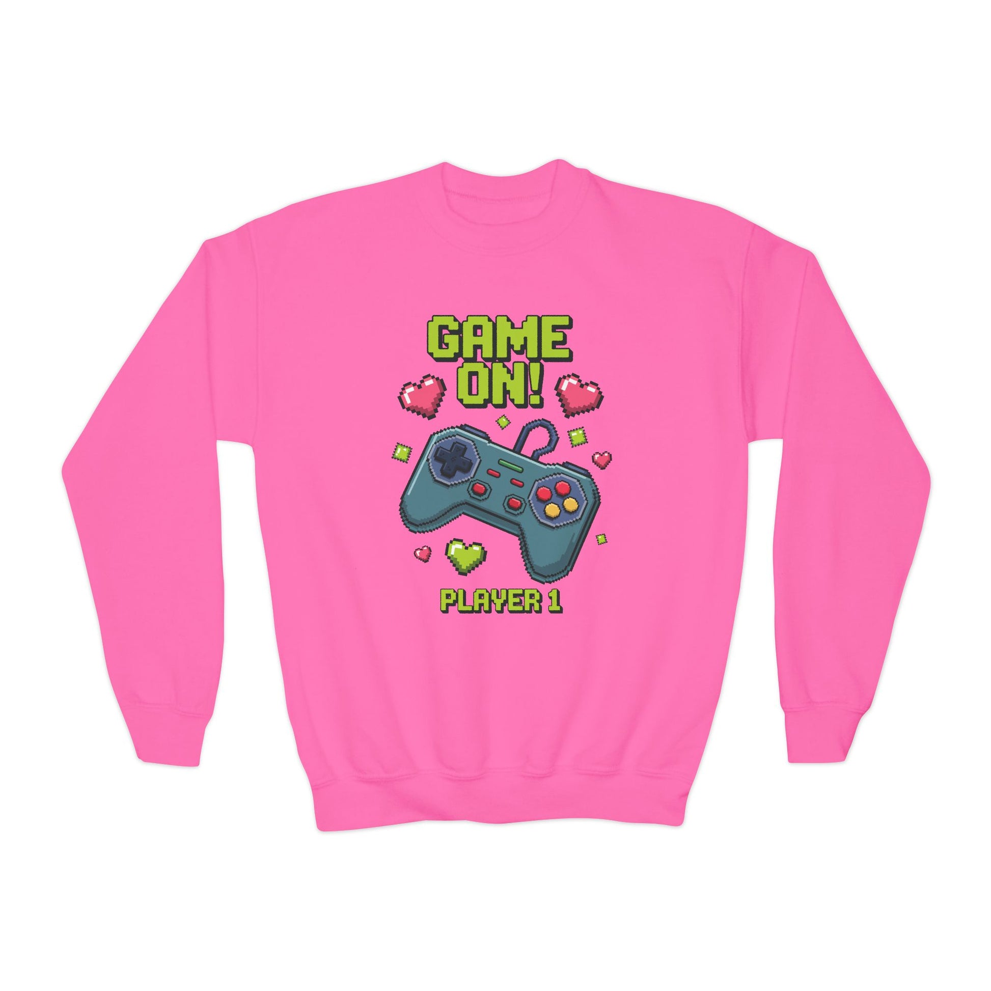 Game On Controller Sweatshirt — 'Player 1' Youth Gaming Crewneck TEEZOCA