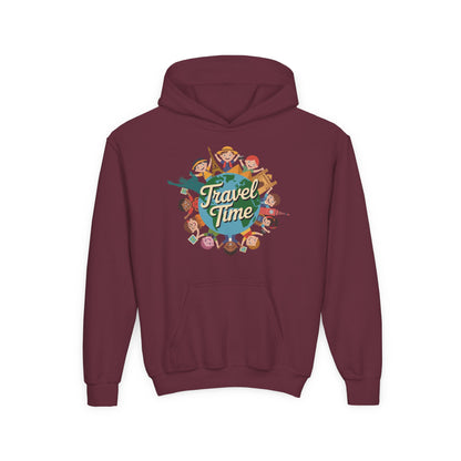 Youth Travel Time Hoodie — Kids Adventure Graphic Hoodie TEEZOCA