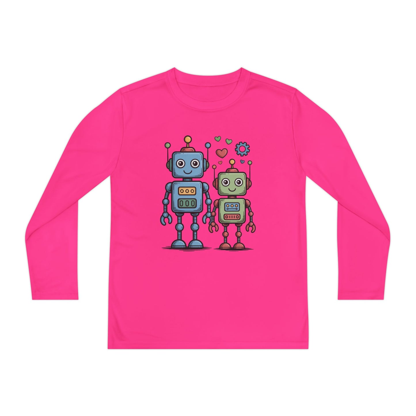 Cute Robot Friends Kids Long Sleeve T-Shirt | TEEZOCA 
