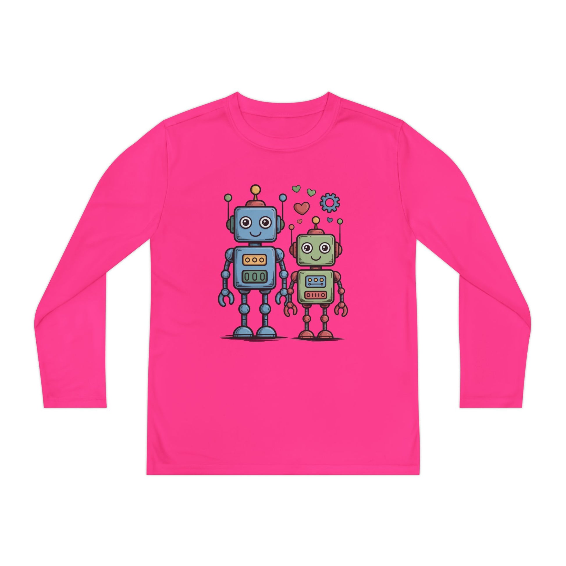Cute Robot Friends Kids Long Sleeve T-Shirt | TEEZOCA 