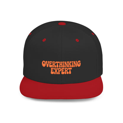 Black and red cap with 'Overthinking Expert' text on a white background